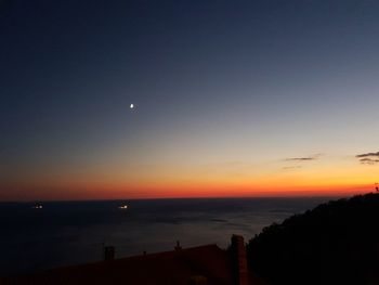 Scenic view of sea against sky at sunset