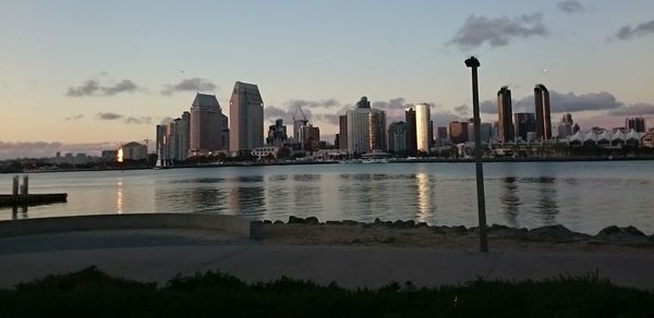 City skyline with waterfront