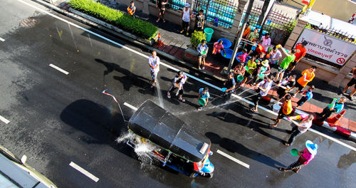 High angle view of people