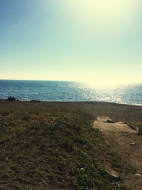 Scenic view of sea against clear sky