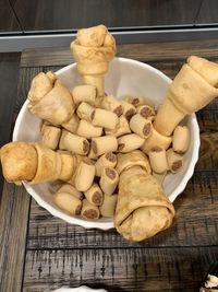 High angle view of bread on table
