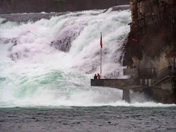 Scenic view of sea waves splashing on shore