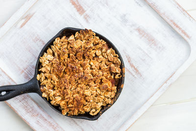 High angle view of breakfast on table