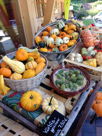 High angle view of fruits for sale in market
