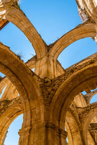 Aerial view of the ruins of an ancient abandoned monastery in santa maria de rioseco, burgos,