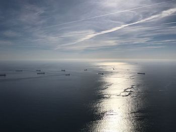 Scenic view of sea against sky at sunset