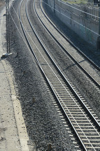 High angle view of railroad tracks