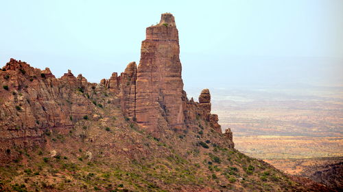 Low angle view of rock formations