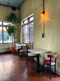 Chairs and table in restaurant