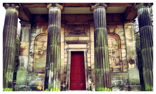 Closed door of old building