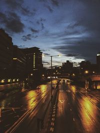 View of city at night