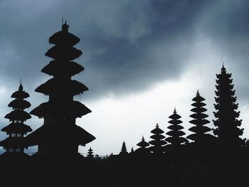 Silhouette of building against cloudy sky