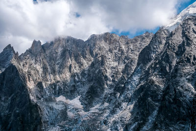 Panoramic view of snowcapped mountains against sky