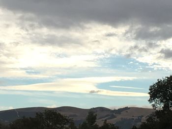 Scenic view of silhouette mountains against sky