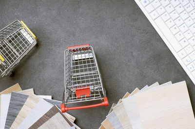 High angle view of computer keyboard on table