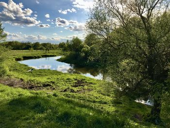 Scenic view of lake against sky