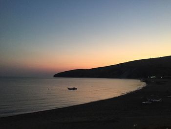 Scenic view of beach during sunset