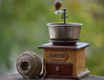 Close up of old coffee grinder