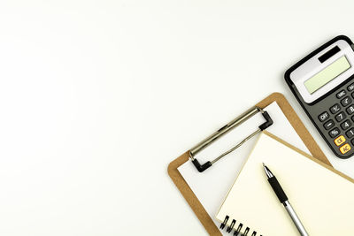 High angle view of mobile phone on table