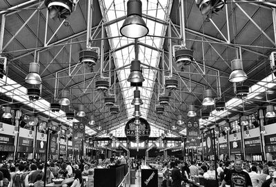 Low angle view of hanging ceiling in city