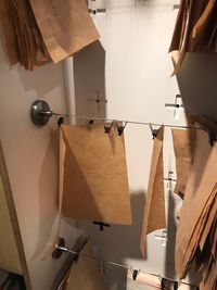 Papers hanging on strings