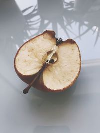 High angle view of apple on table