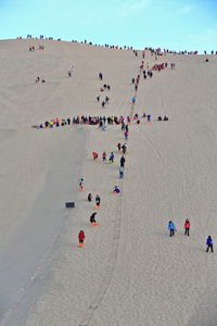 High angle view of people on beach