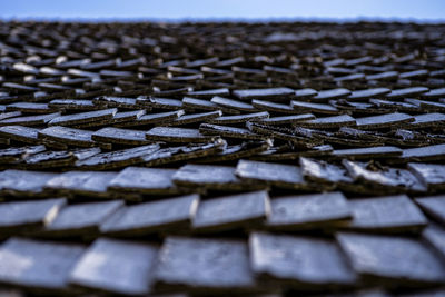 Full frame shot of roof tiles against sky