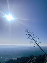 Scenic view of mountains against sky on sunny day