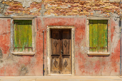 Old building entrance of abandoned house