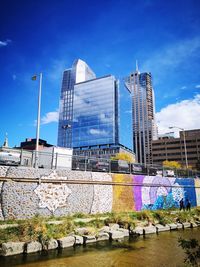 Modern buildings against blue sky