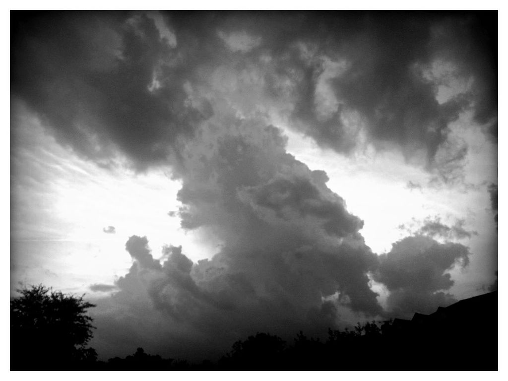 transfer print, sky, silhouette, cloud - sky, low angle view, beauty in nature, auto post production filter, cloudy, scenics, tranquility, tranquil scene, tree, nature, cloud, sunset, weather, dusk, overcast, idyllic, outdoors