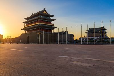 View of historical building at sunset