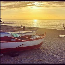 Scenic view of sea at sunset