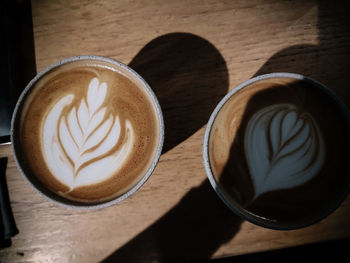 Close-up of cappuccino on table