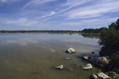 Scenic view of lake against sky