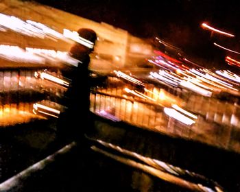Defocused image of illuminated lights at night