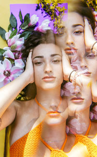 Kaleidoscope image of woman with head in hands