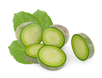 Close-up of fruits against white background