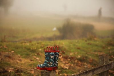 Close-up of rubber boots