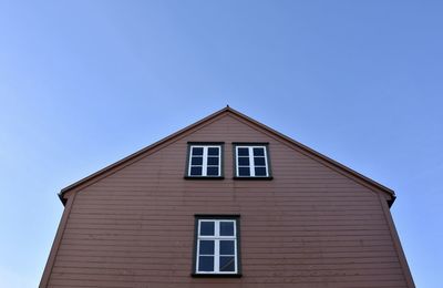 Low angle view of building against clear sky