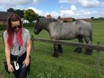 Full length of a horse standing in a field