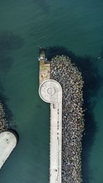 High angle view of building by sea