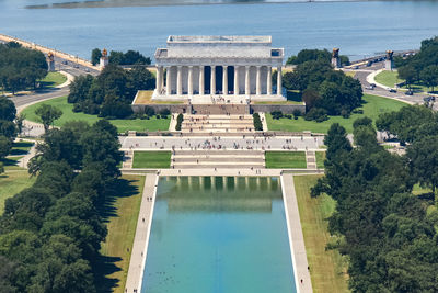 High angle view of the lincoln memorial in washington, d.c., usa.