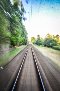 Railroad tracks on road