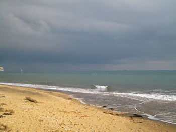 Scenic view of beach against sky