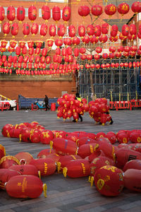 Close-up of chinese new year lantern decorations