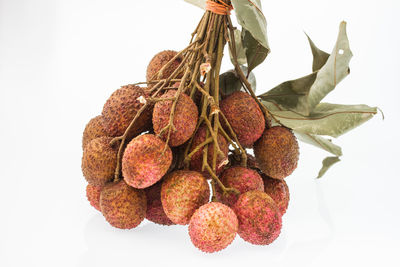 Close-up of fruits against white background