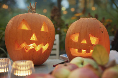 Table decorated for halloween party