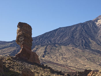 Scenic view of rocky mountains against clear sky